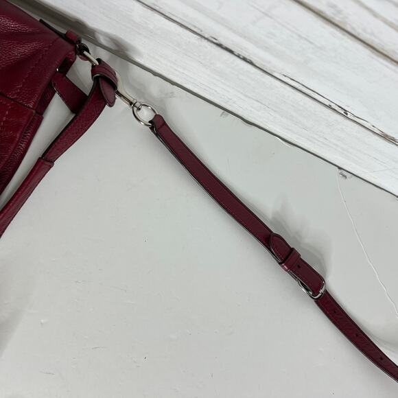 Coach Park Leather Hobo Tote Bag Crimson Red Pebbled Leather Shoulder Purse - Picture 8 of 13